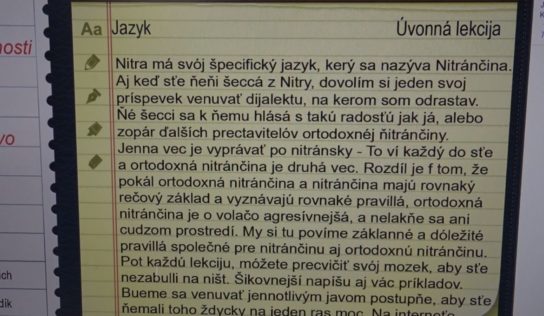 Víte po nitránsky?