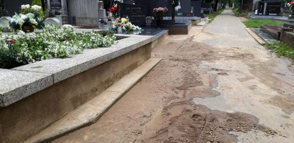 V Zlatých Moravciach opäť zaplavilo cintorín. Situáciu zachránil odvodňovací rigol