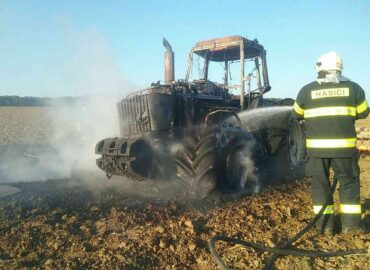 Požiar traktora