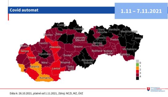 Farby okresov Nitriaskeho kraja od 1. novembra stmavnú. Nitra prejde od bordovej fázy