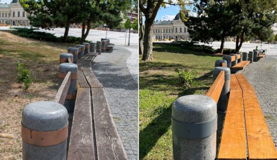 Na Svätoplukovo námestie sa vrátili lavičky vo vynovenej podobe