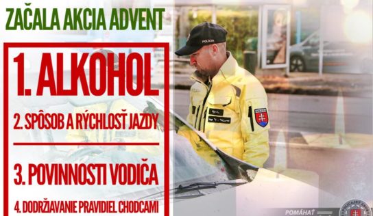 Policajné kontroly pokračujú v dopravno-bezpečnostnej akcii Advent